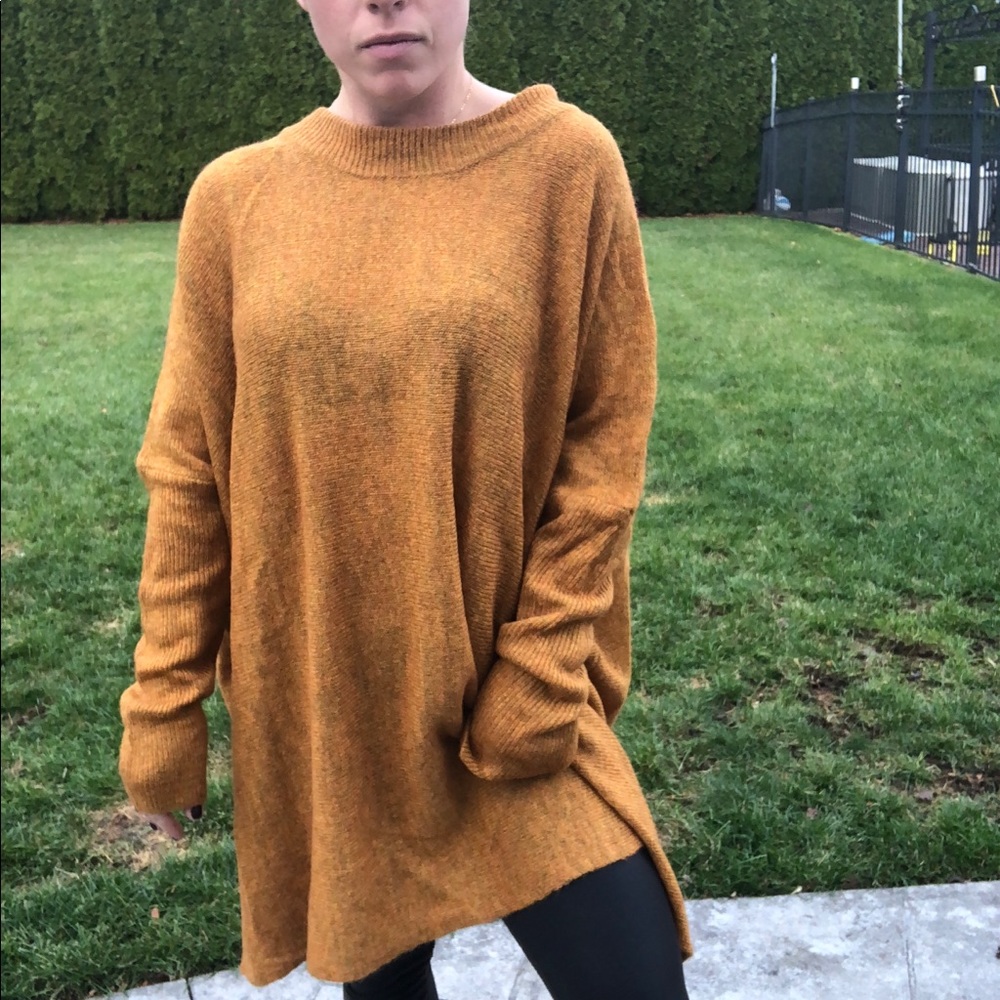 Mustard long sleeve sweater dress
